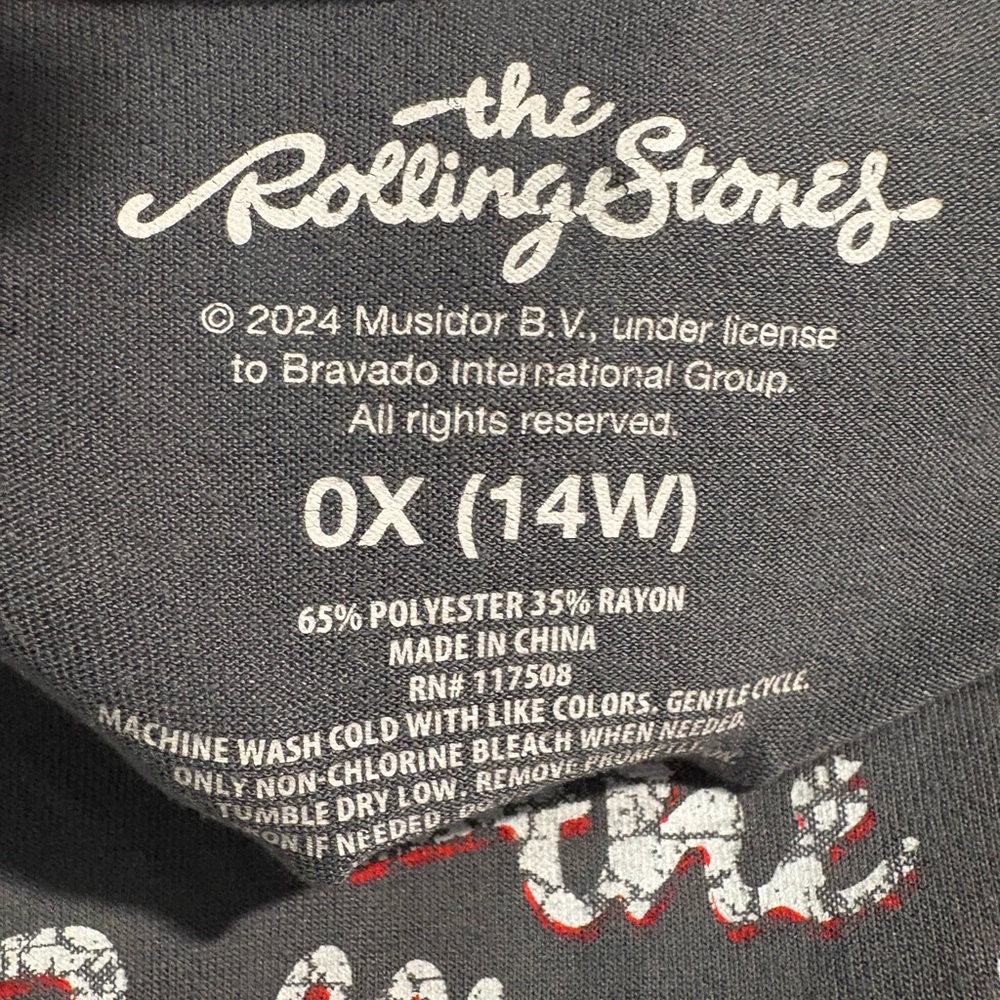 The Rolling Stones Charcoal Mineral Wash Graphic T Shirt- Size 0X - Picture 3 of 3